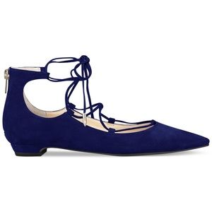 Navy Ivanka Trump Tropica Lace Up Flats Size 9